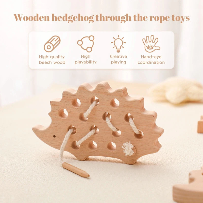 Wooden Hedgehog Threading Board