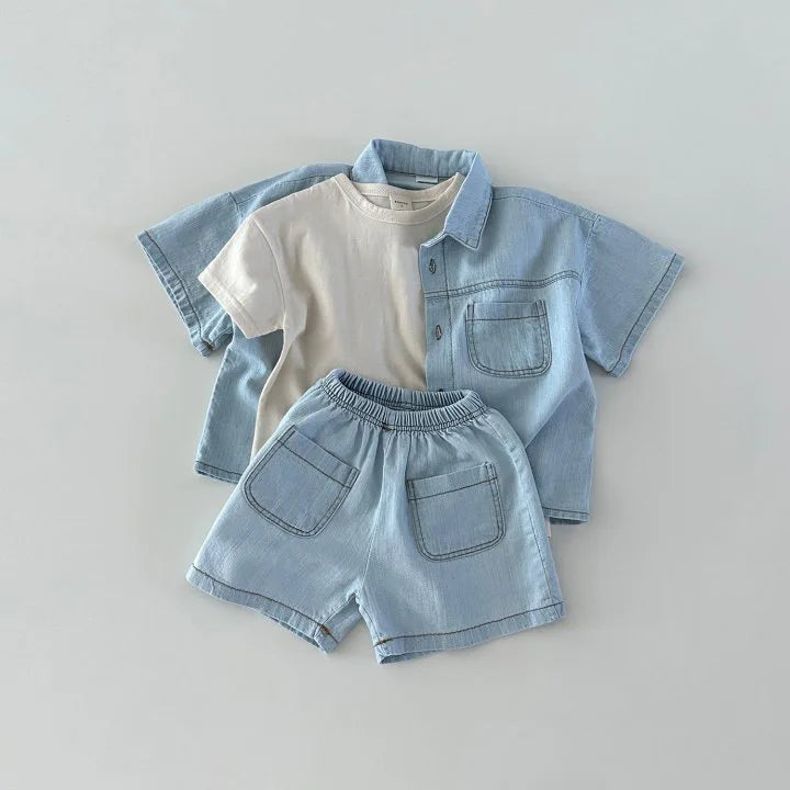 Denim Short Sleeve and Pants