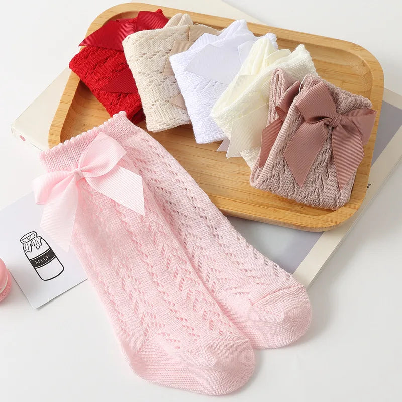 High Mesh Breathable  Bow Socks