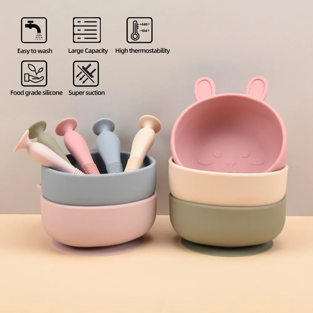 Silicone Baby Feeding Bowl and Spoon