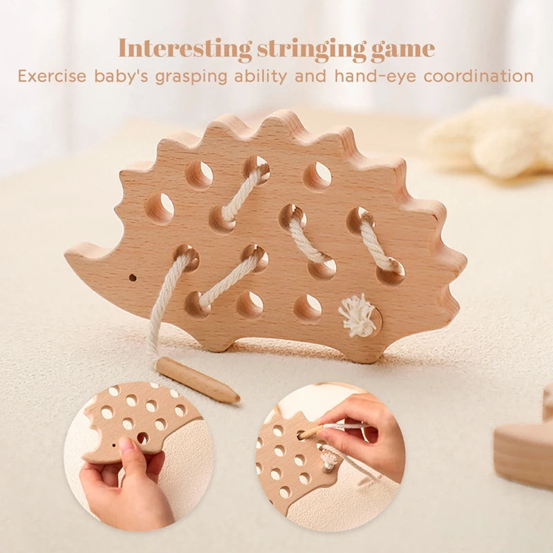 Wooden Hedgehog Threading Board