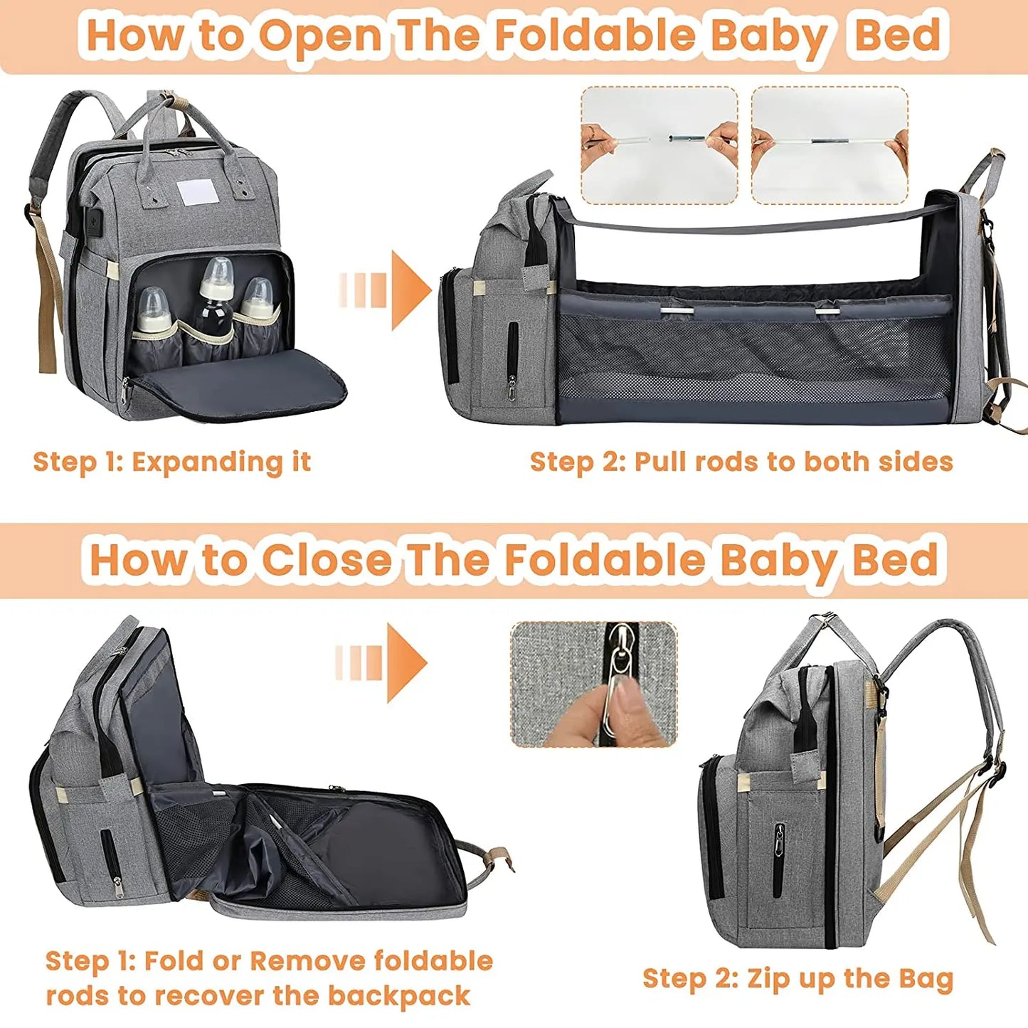 Fashionable Multi-purpose Baby Bag