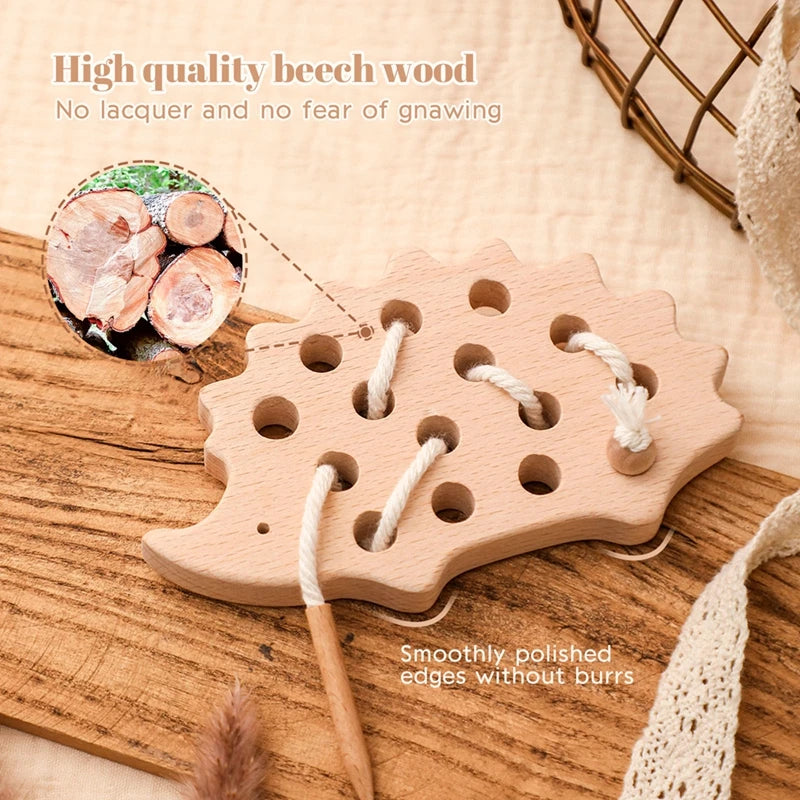 Wooden Hedgehog Threading Board